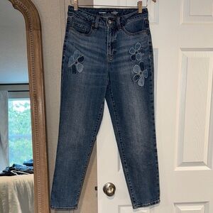 Old Navy Women's Dark Blue Jeans with Floral Detail